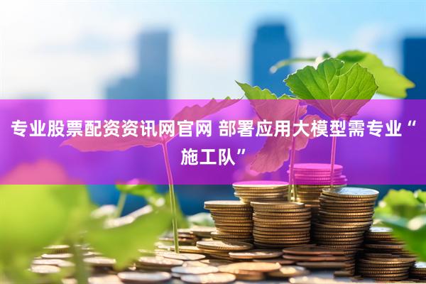 专业股票配资资讯网官网 部署应用大模型需专业“施工队”